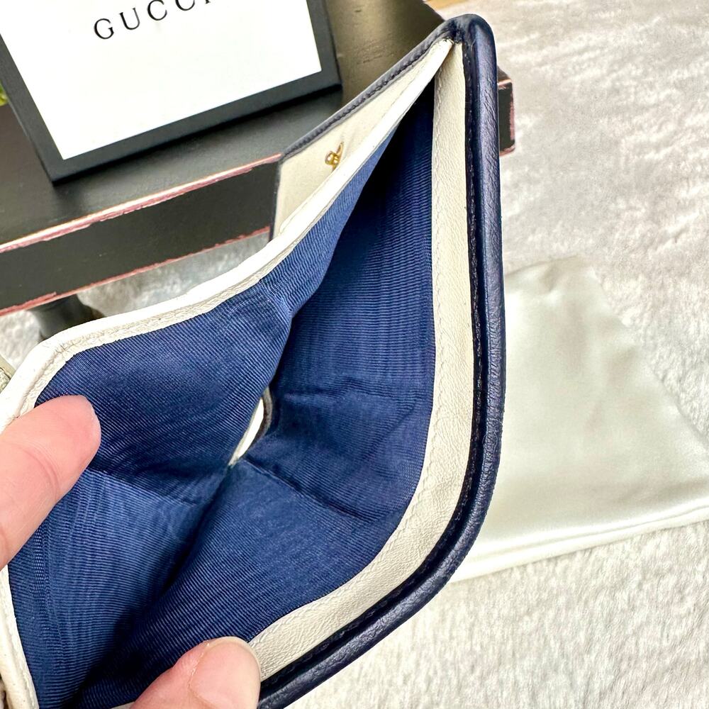 Gucci Marmont cream and blue Leather Compact Wallet RARE! - Picture 12 of 16